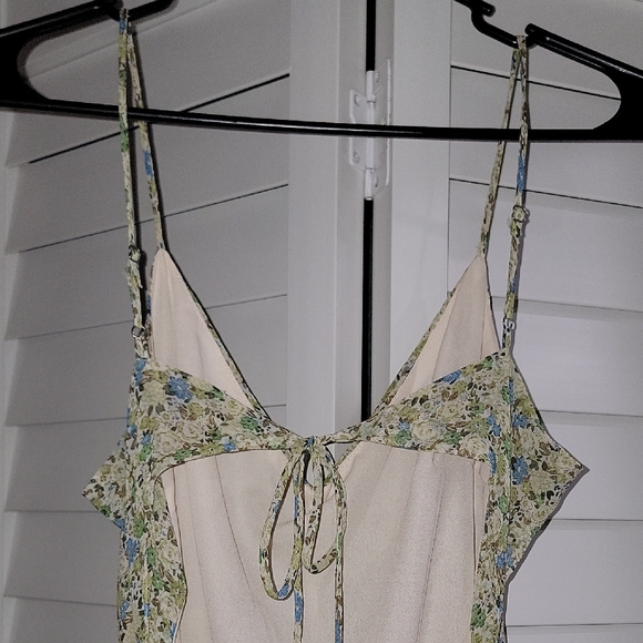 Light Blue Floral Ruffle Slip Dress - Picture 3 of 5